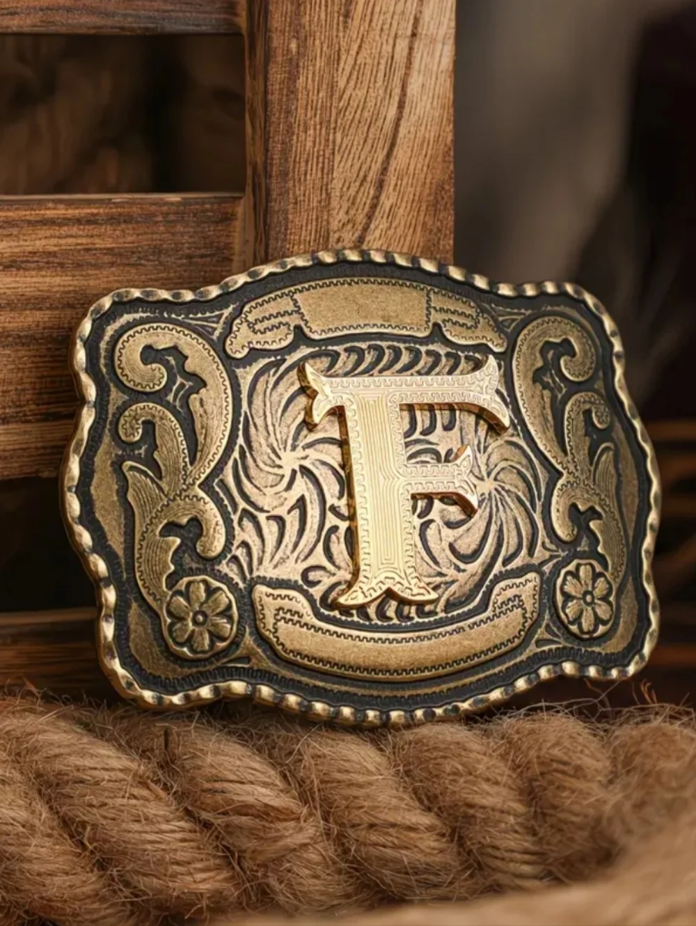 New Western Cowboy Cowgirl Belt Buckle Letter F Monogram Vintage Style Rodeo